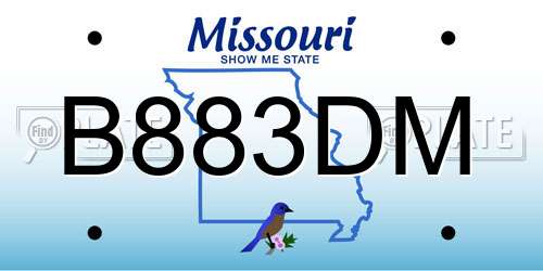 B883DM Missouri License Plate