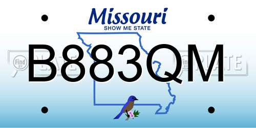 B883QM Missouri License Plate
