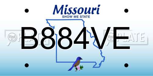 B884VE Missouri License Plate