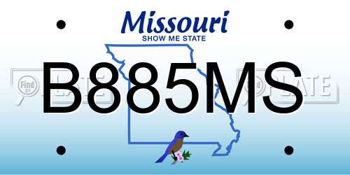 B885MS Missouri License Plate