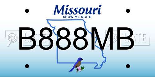 B888MB Missouri License Plate