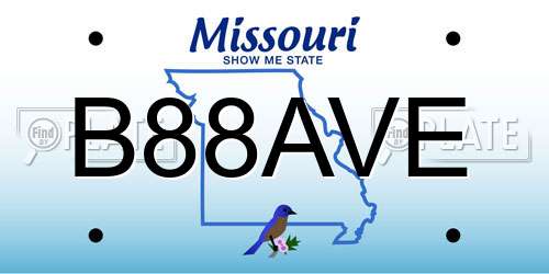 B88AVE Missouri License Plate