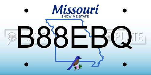 B88EBQ Missouri License Plate