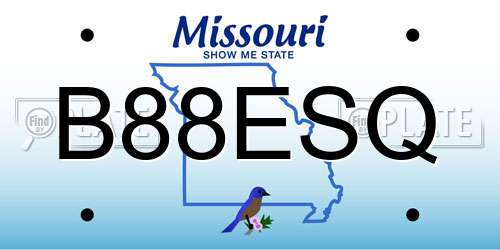 B88ESQ Missouri License Plate