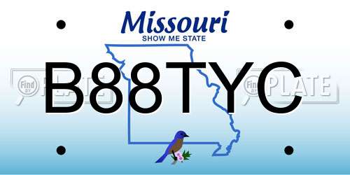 B88TYC Missouri License Plate