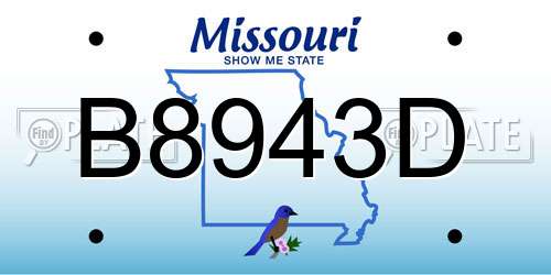 B8943D Missouri License Plate