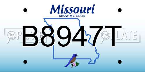 B8947T Missouri License Plate
