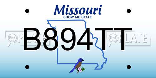 B894TT Missouri License Plate