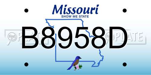 B8958D Missouri License Plate