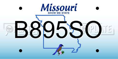 B895SO Missouri License Plate