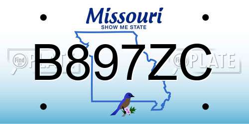 B897ZC Missouri License Plate