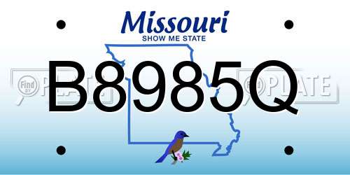 B8985Q Missouri License Plate