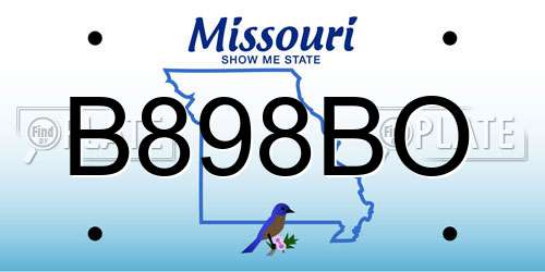 B898BO Missouri License Plate