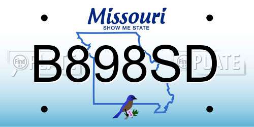 B898SD Missouri License Plate