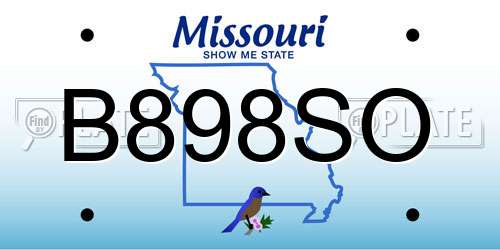 B898SO Missouri License Plate