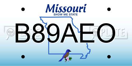 B89AEO Missouri License Plate
