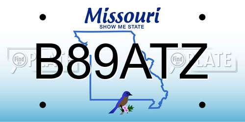 B89ATZ Missouri License Plate