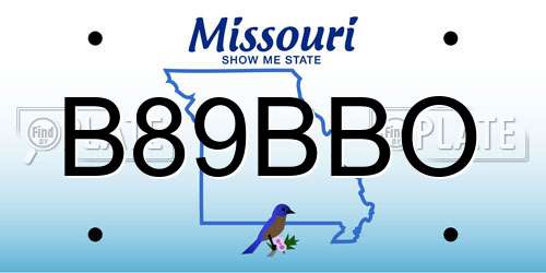 B89BBO Missouri License Plate