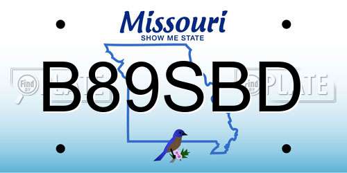B89SBD Missouri License Plate