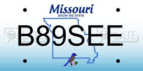 B89SEE Missouri License Plate