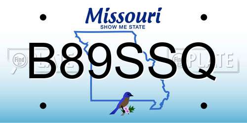 B89SSQ Missouri License Plate