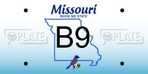 B9 Missouri License Plate