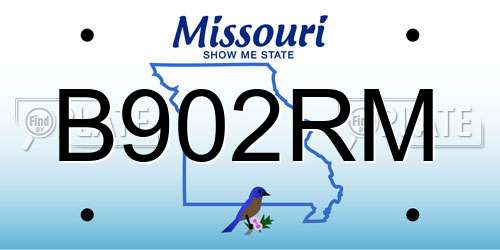 B902RM Missouri License Plate