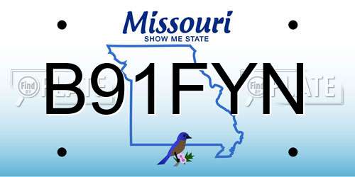 B91FYN Missouri License Plate