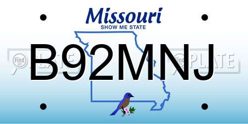 B92MNJ Missouri License Plate