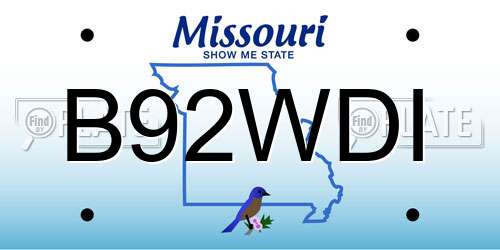 B92WDI Missouri License Plate