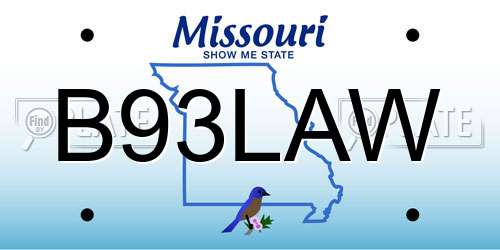 B93LAW Missouri License Plate