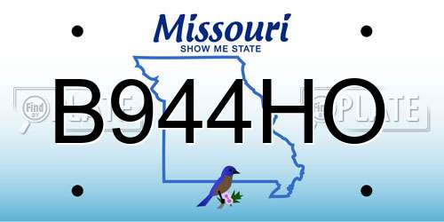 B944HO Missouri License Plate