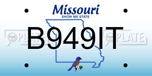 B949IT Missouri License Plate