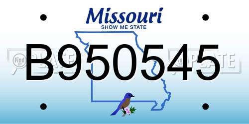 B950545 Missouri License Plate
