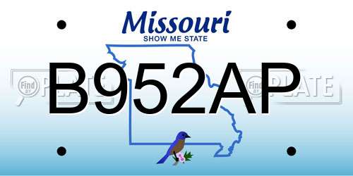 B952AP Missouri License Plate
