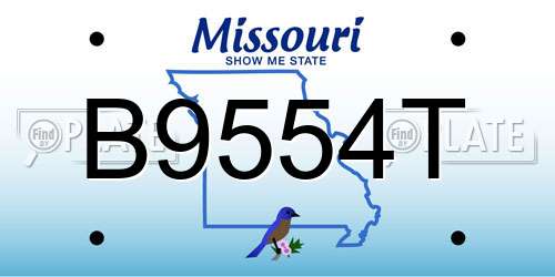 B9554T Missouri License Plate