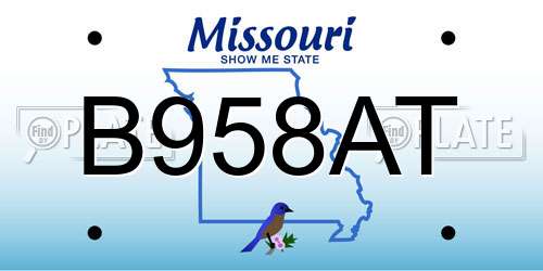 B958AT Missouri License Plate