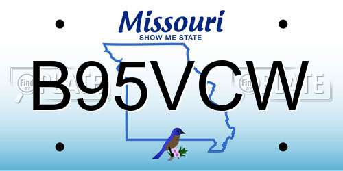 B95VCW Missouri License Plate