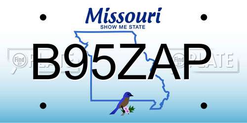 B95ZAP Missouri License Plate