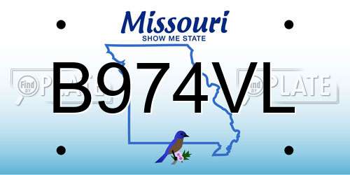 B974VL Missouri License Plate