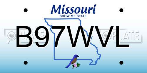 B97WVL Missouri License Plate