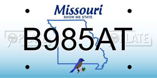 B985AT Missouri License Plate