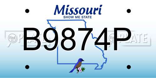 B9874P Missouri License Plate