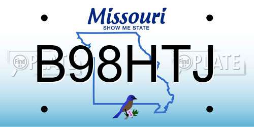 B98HTJ Missouri License Plate