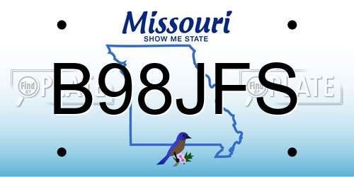 B98JFS Missouri License Plate