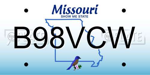 B98VCW Missouri License Plate
