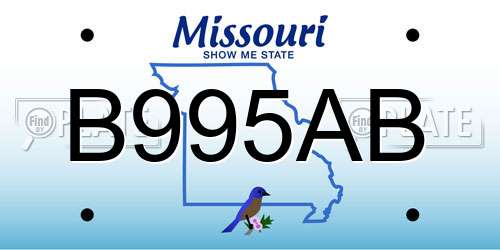 B995AB Missouri License Plate