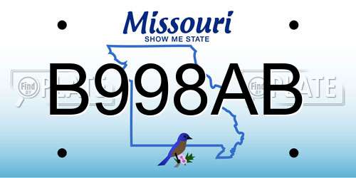 B998AB Missouri License Plate