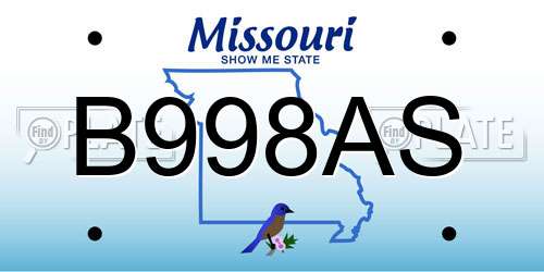 B998AS Missouri License Plate