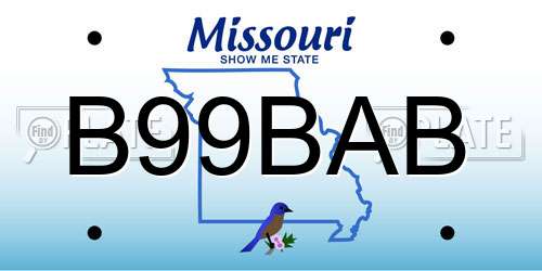 B99BAB Missouri License Plate